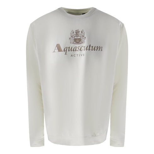 Aquascutum Active Big Logo Crewneck Old White Aa_B005_Sw004_02 Mens