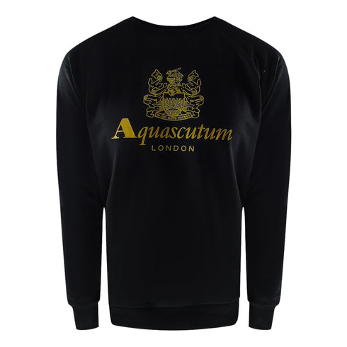 Aquascutum London Logo Crewneck Black Track Pants Set - Style Centre Wholesale