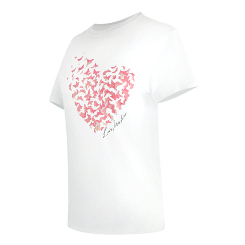 Love Moschino Flutter Heart Design White T-Shirt - Nova Clothing