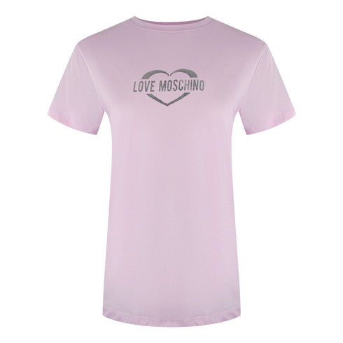 Love Moschino Shiny Heart Logo Pink T-Shirt - Nova Clothing