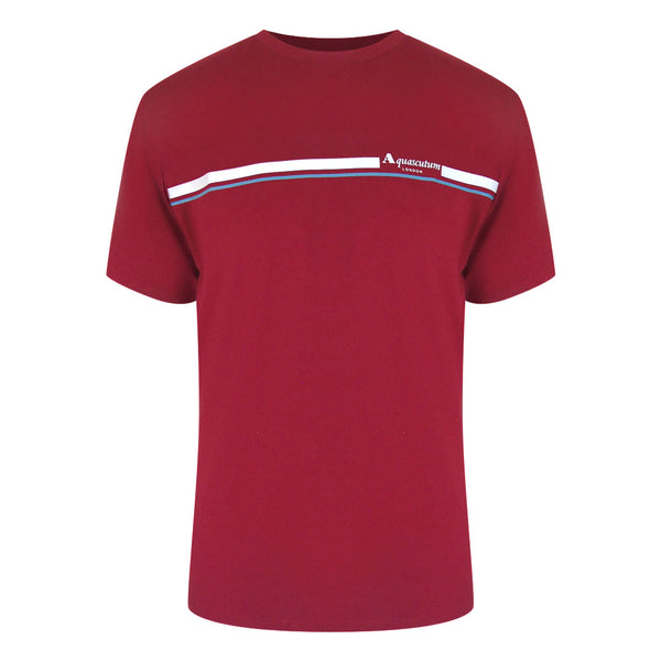 Aquascutum Active Active Cotton Stripes T-Shirt Bordeaux Aa_Core_Ts001_14 Burgundy T-Shirt Mens