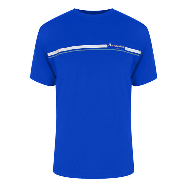 Aquascutum Active Active Cotton Stripes T-Shirt Royal Aa_Core_Ts001_10 Blue T-Shirt Mens