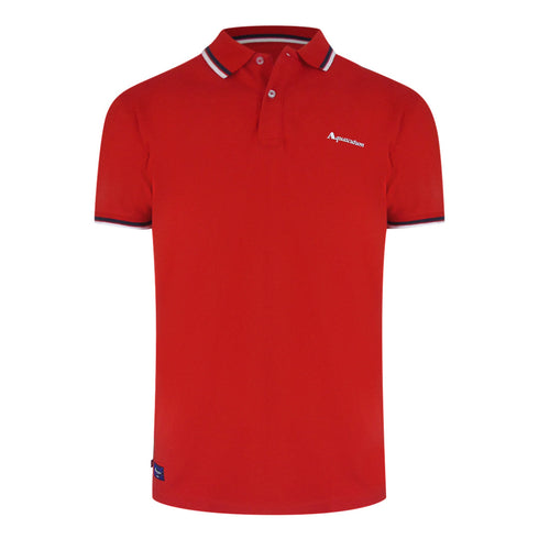 Aquascutum Active Active Cotton Stripes Polo Dry Fit Red Aa_Core_Po002_13 Red Polo Shirt Mens