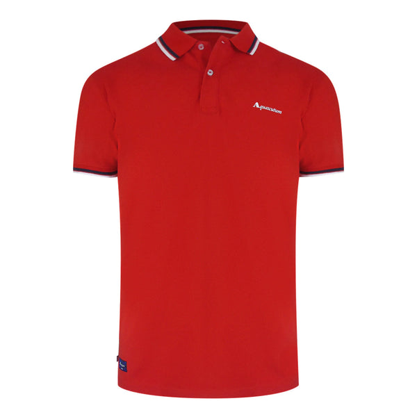 Aquascutum Active Active Cotton Stripes Polo Dry Fit Red Aa_Core_Po002_13 Red Polo Shirt Mens
