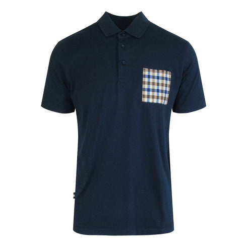 Aquascutum Active Beach Sailor Check Polo Navy Ab_Core_Po002_11 Mens