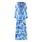 Inoa Fashion Blue Orchird L203 Blue Floral Fish Dress Womens