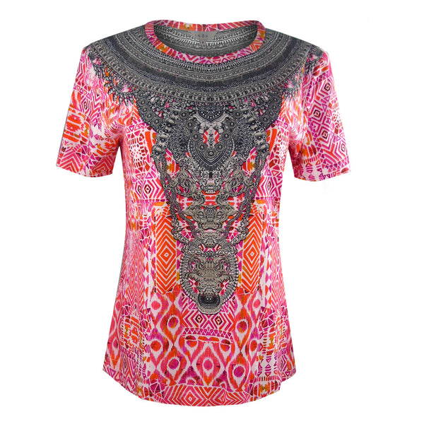 Inoa Fashion Shiraz 1923 Rd Gld Slvr Blck Gry T Shirt Womens
