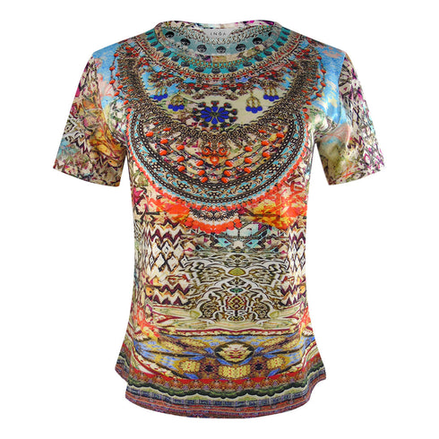 Inoa Fashion Arizona 1925 Rd Gld Slvr Blck Gry T Shirt Womens