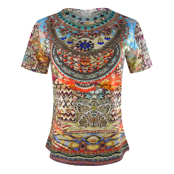 Inoa Fashion Arizona 1925 Rd Gld Slvr Blck Gry T Shirt Womens