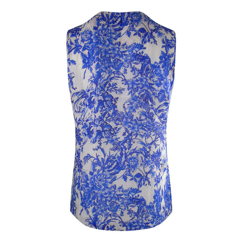 Inoa Fashion Blue Orchird L203 Blue Floral Tank Top Womens