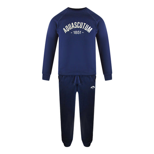 Aquascutum Aa_Ow04_St002 Oldchool Crewneck Navy St002 11 Navy Blue Creckneck And Track Pants Set Male