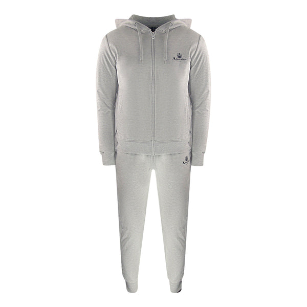 Aquascutum Aa_Ow04_St004Ogo Zf Hoodie Grayel St004 Grey Zip Hoodie And Track Pants Set Male