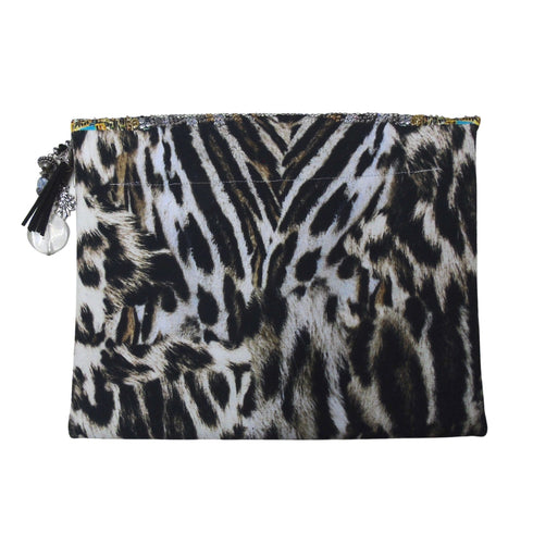 Inoa Fashion Siberia 1927 Brown Animal Print Clutch Bag Womens - Style Centre Wholesale