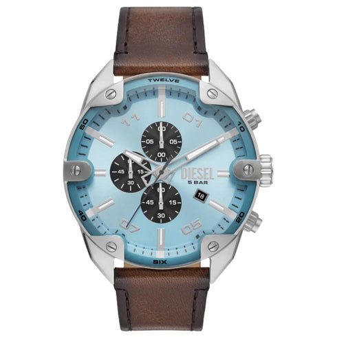 Diesel Brown Leather Strap Silver Watch DZ4606