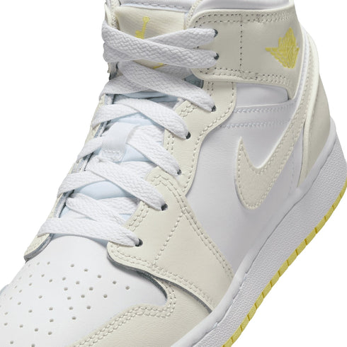 NIKE FD8780 181 Nike Air Jordan 1 Mid (GS) WHITE/CREAM/YELLOW TRAINER YOUTH UK 3.5