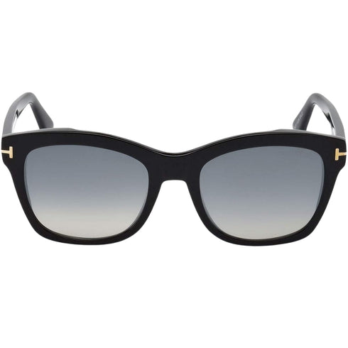 Tom Ford Lauren-02 Grey Mirrored Lens Shiny Black Sunglasses One Size