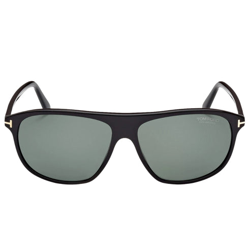 Tom Ford Prescott Green Polarized Lens Shiny Black Sunglasses One Size