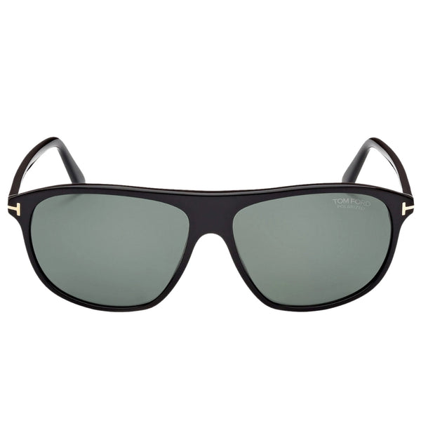 Tom Ford Prescott Green Polarized Lens Shiny Black Sunglasses One Size