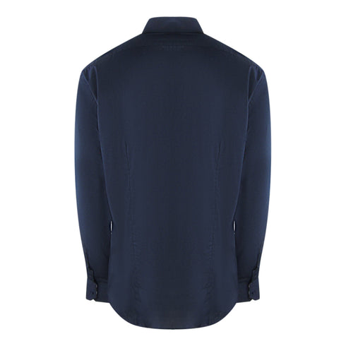 Aquascutum Plain Long Sleeved Dark Blue Shirt XL