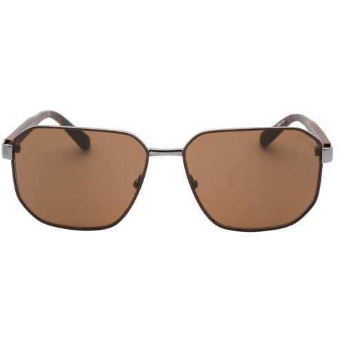 Guess Brown Lens Matte Gunmetal Sunglasses One Size