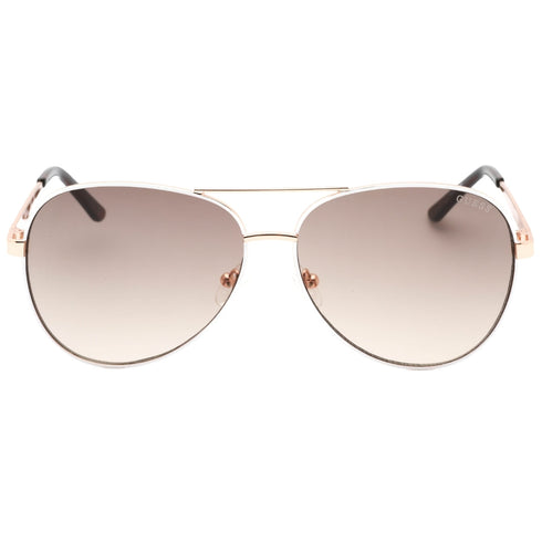 Guess Gradient Brown Lens White Framed Rose Gold Sunglasses GF6181 21F