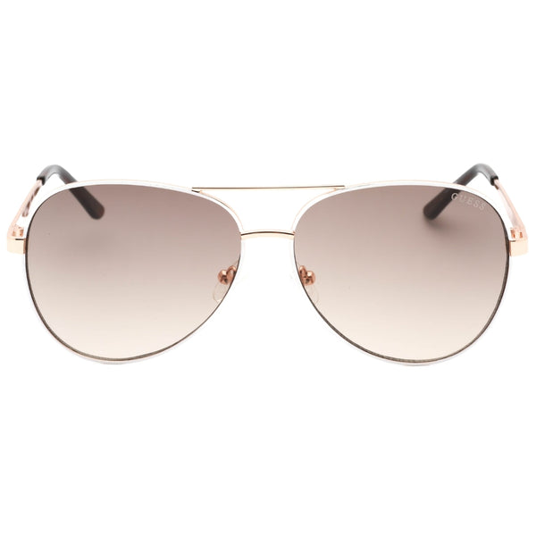 Guess Gradient Brown Lens White Framed Rose Gold Sunglasses GF6181 21F