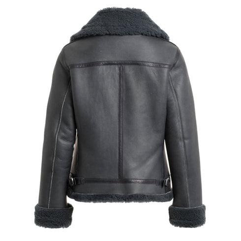 Parajumpers GIALEAN SPECIAL PWJKSE32 736 PHANTOM Dark Grey Leather Jacket Womens S