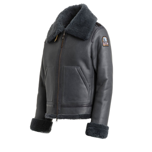 Parajumpers GIALEAN SPECIAL PWJKSE32 736 PHANTOM Dark Grey Leather Jacket Womens S