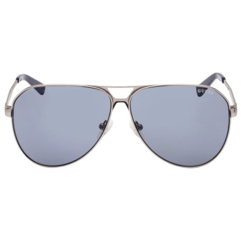 Guess Blue Lens Matte Gunmetal Silver Sunglasses One Size