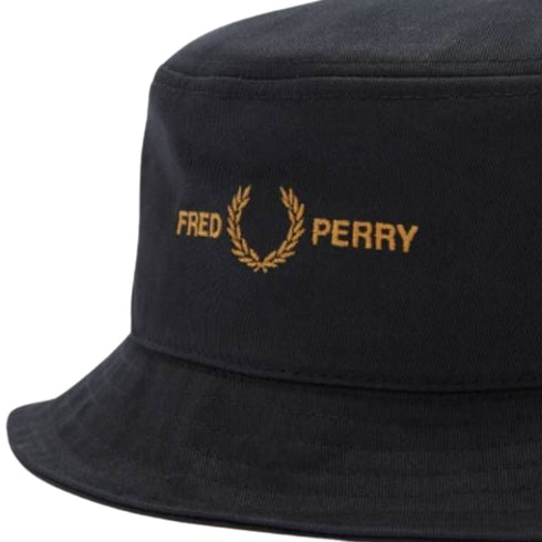 Fred Perry Multiple Logos Black Bucket Hat HW2641 102