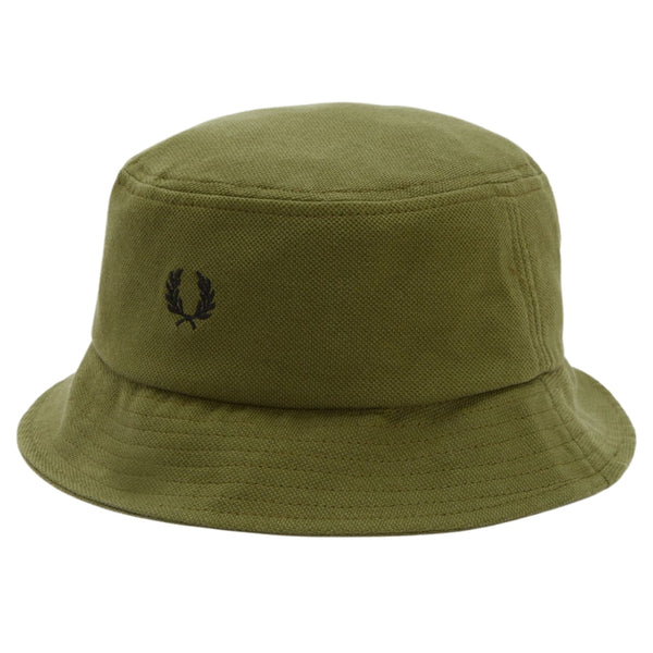 Fred Perry Brand Logo Pique Green Bucket Hat HW5650 Q55