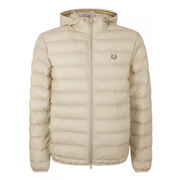 FRED PERRY J4565 691 OATMEAL HOODED INSULATED JACKET XS