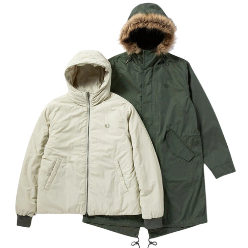 FRED PERRY J6504 638 FIELD GREEN 2 in 1 ZIP-IN LINER PARKA S
