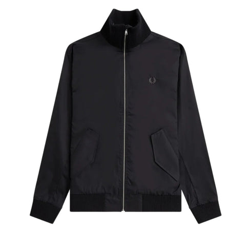 FRED PERRY J6521 102 BLACK KNITTED RIB TENNIS BOMBER XS