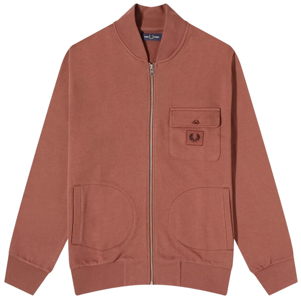 FRED PERRY J6808 S54 WHISKEY BROWN ZIP THROUGH BOMBER JACKET S