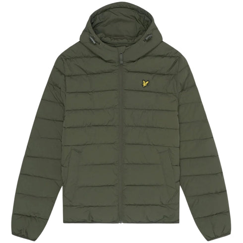 Lyle & Scott Branded Logo Hooded Olive Green Puffer Jacket S
