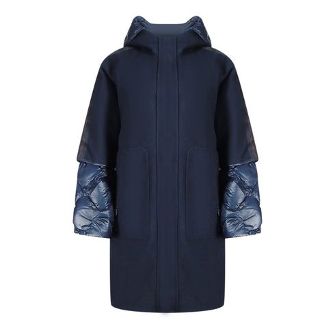 Parajumpers Joy Navy Blue Oversize Long Hooded Down Jacket S