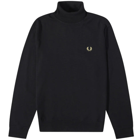 Fred Perry Black Roll Neck Jumper S