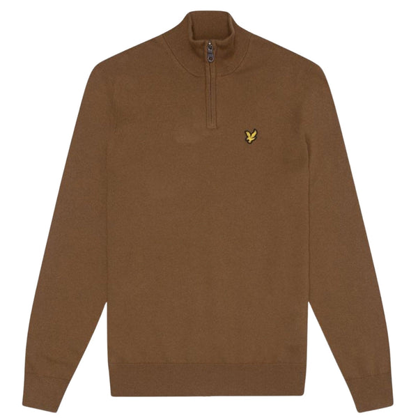 Lyle & Scott Plain Branded Cotton Merino Quarter Zip Wild Nettle Jumper S