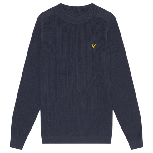 Lyle & Scott Plain Branded Ribbed Mock Neck Navy Night Jumper S