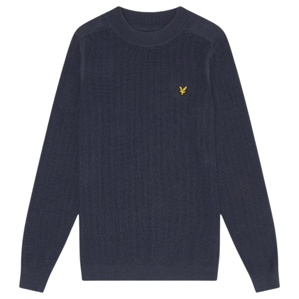 Lyle & Scott Plain Branded Ribbed Mock Neck Navy Night Jumper S