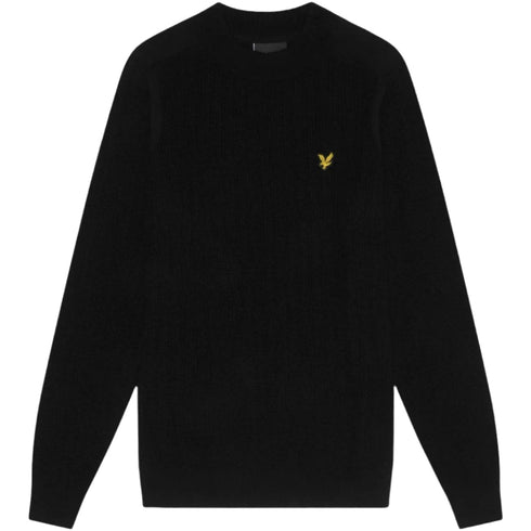 Lyle & Scott Plain Branded Ribbed Mock Neck Jet Black Jumper S