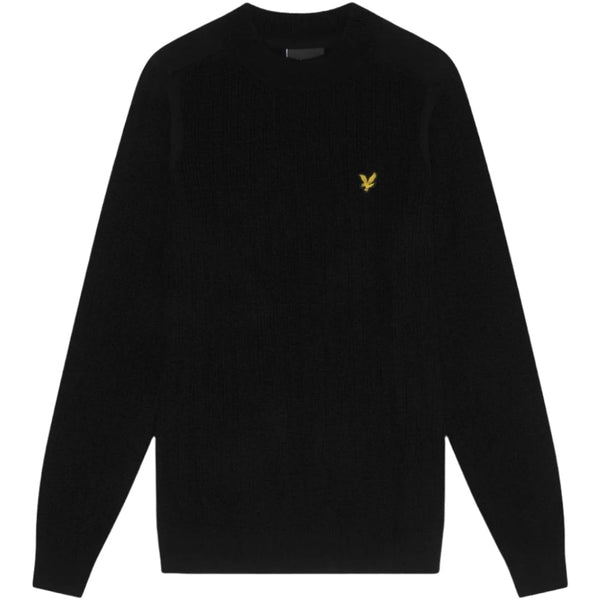 Lyle & Scott Plain Branded Ribbed Mock Neck Jet Black Jumper S