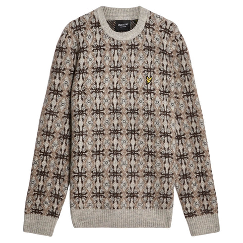 Lyle & Scott Grey Brushed Intarsia Crew Neck Jumper S