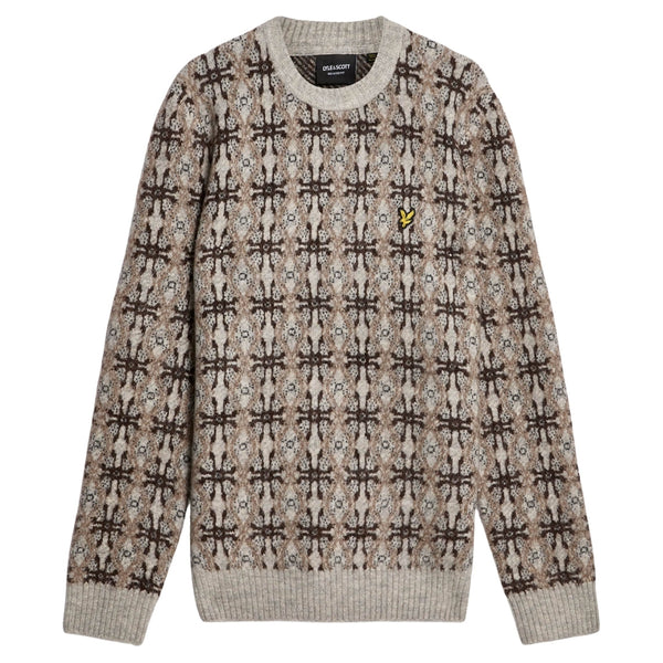 Lyle & Scott Grey Brushed Intarsia Crew Neck Jumper S