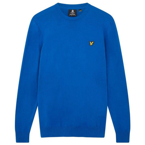 Lyle & Scott Cotton Merino Crew Neck Jumper Bright Blue Sweater XS