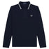 Fred Perry White Twin Tipped Collar Navy Blue Long Sleeve Polo Shirt S
