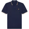 Fred Perry White and Gold Twin Tipped Dark Blue Polo Shirt S