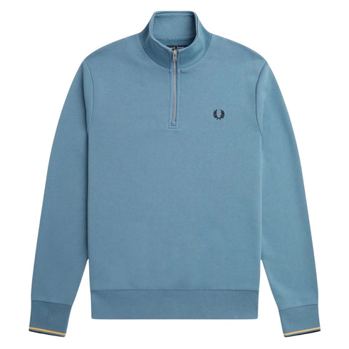 Fred Perry Twin Tipped Sleeve Ash Blue Half Zip Sweatshirt XS