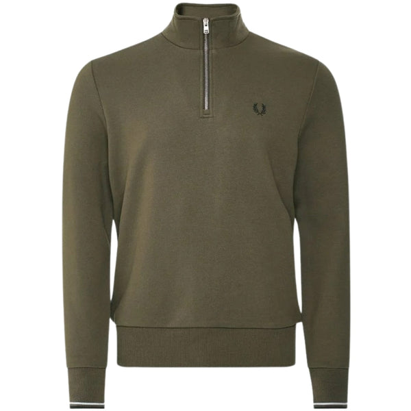 Fred Perry Twin Tipped Sleeve Dark Green Half Zip Sweatshirt XS